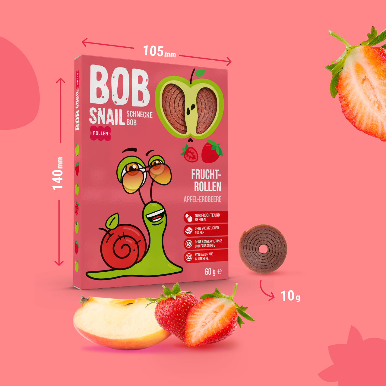 BoB Snail Fruchtrollen Apfel-Erdbeer 20x 60g