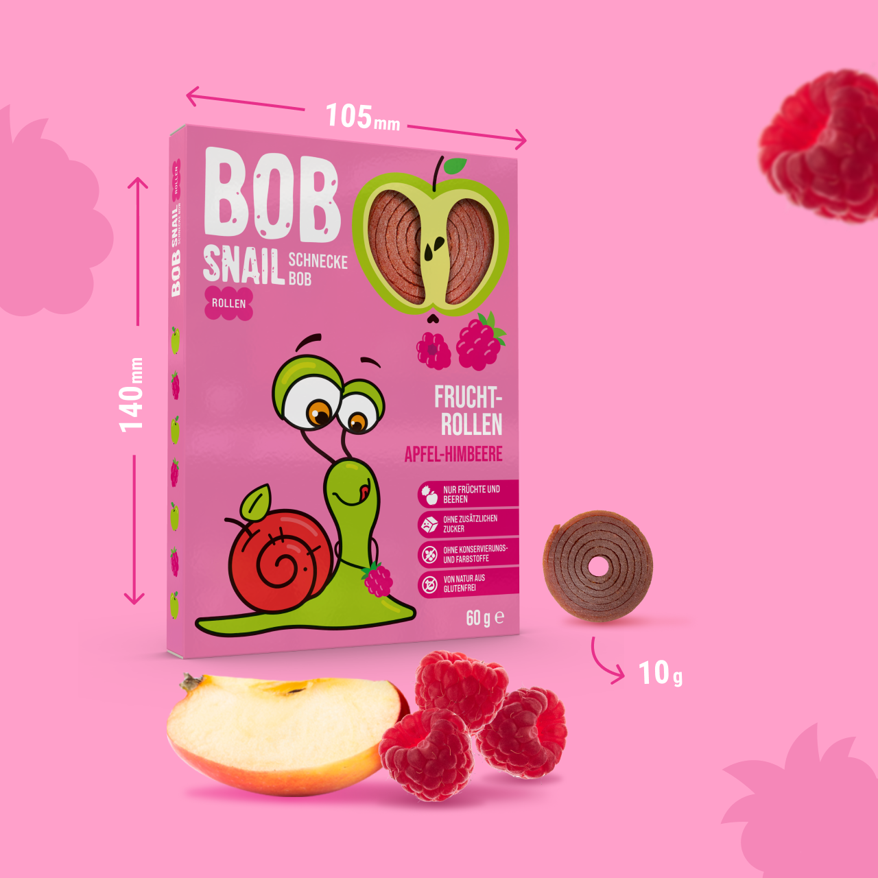 BobSnail Fruchtrollen Apfel-Himbeer24 x 30 g