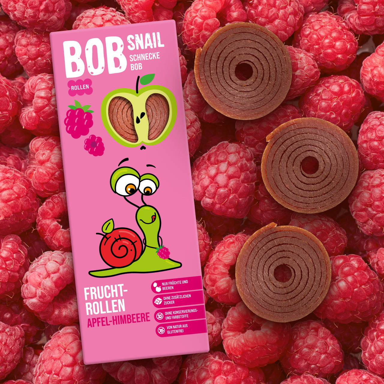 BobSnail Fruchtrollen Apfel-Himbeer24 x 30 g