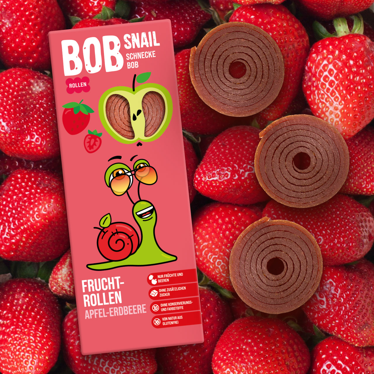 BobSnail Fruchtrollen Apfel-Erdbeer 24 x 30 g