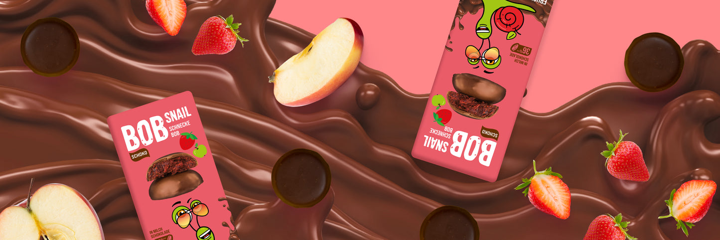 Bob Snail Fruchtcrush Apfel-Erdbeere in Vollmilchschokolade 24x30g