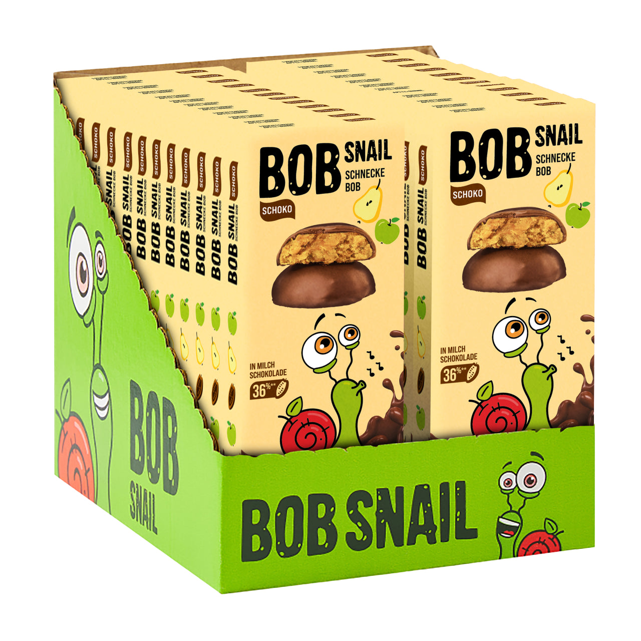 Bob Snail Fruchtcrush Apfel-Birne in Vollmilchschokolade 24x30g