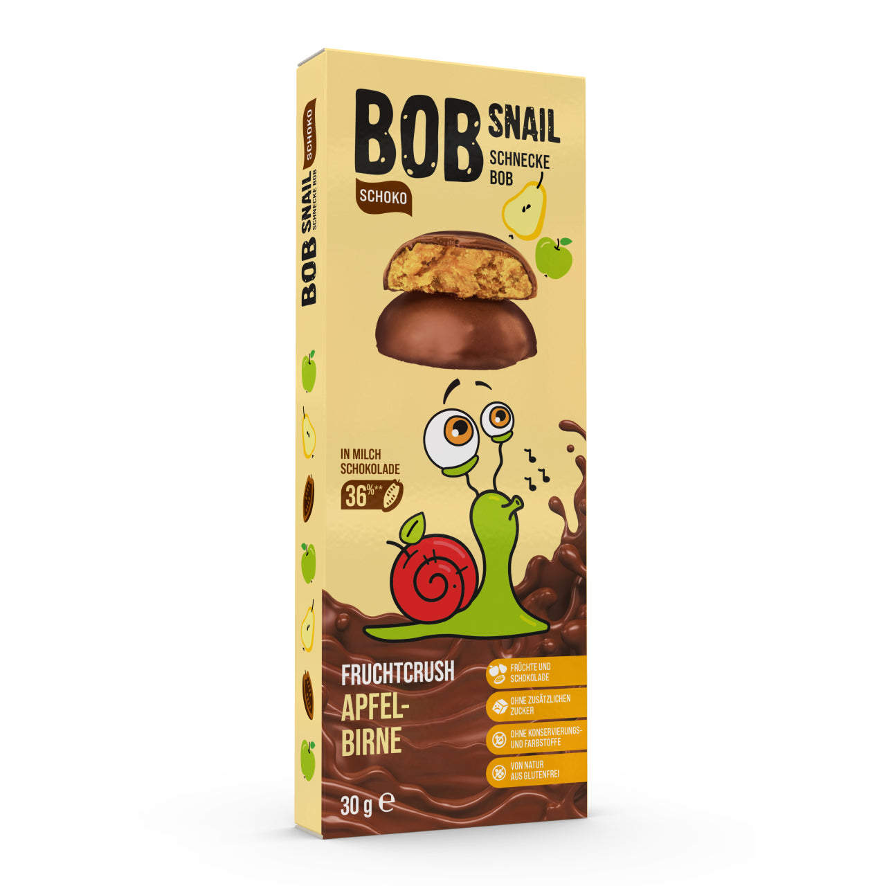 Bob Snail Fruchtcrush Apfel-Birne in Vollmilchschokolade 24x30g