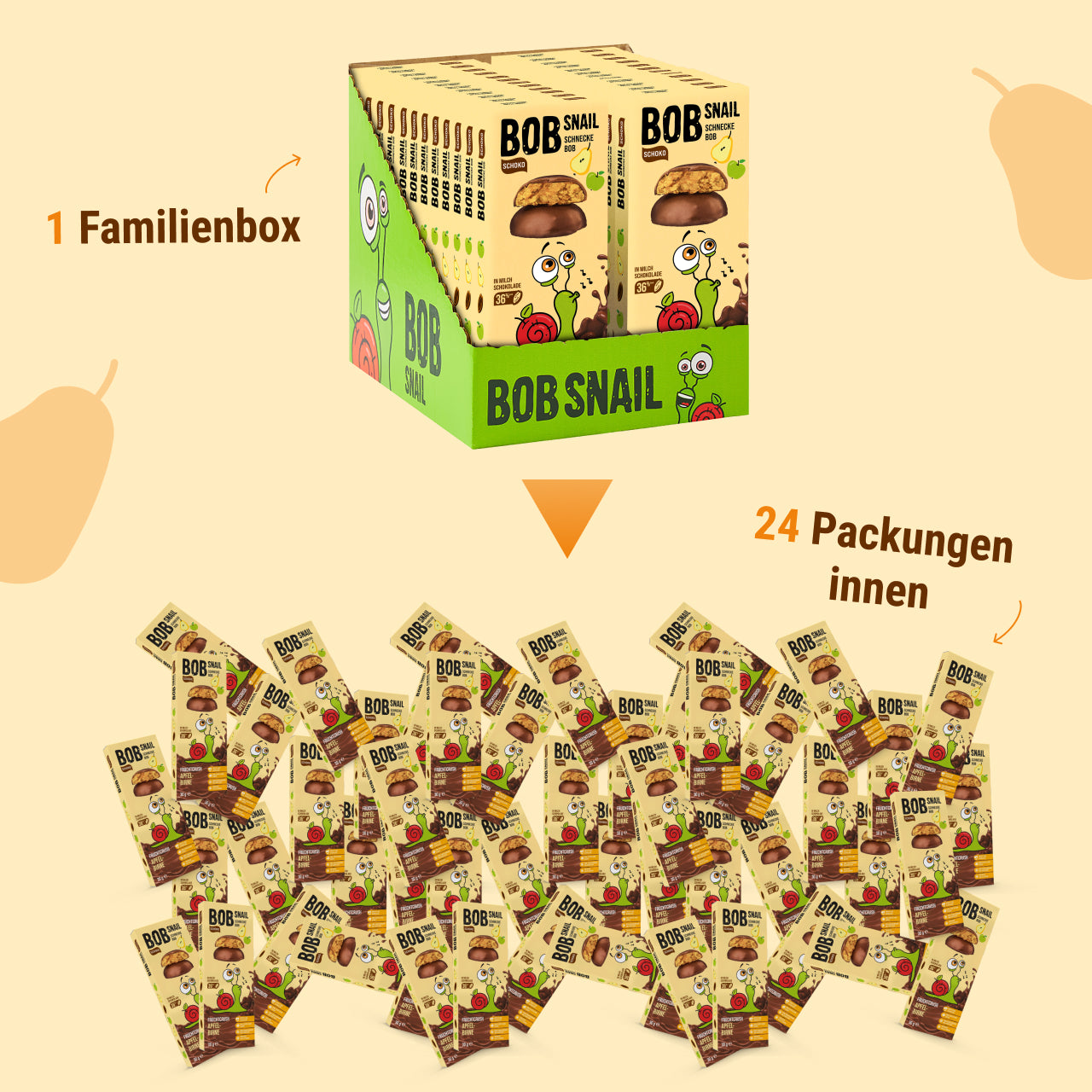 Bob Snail Fruchtcrush Apfel-Birne in Vollmilchschokolade 24x30g