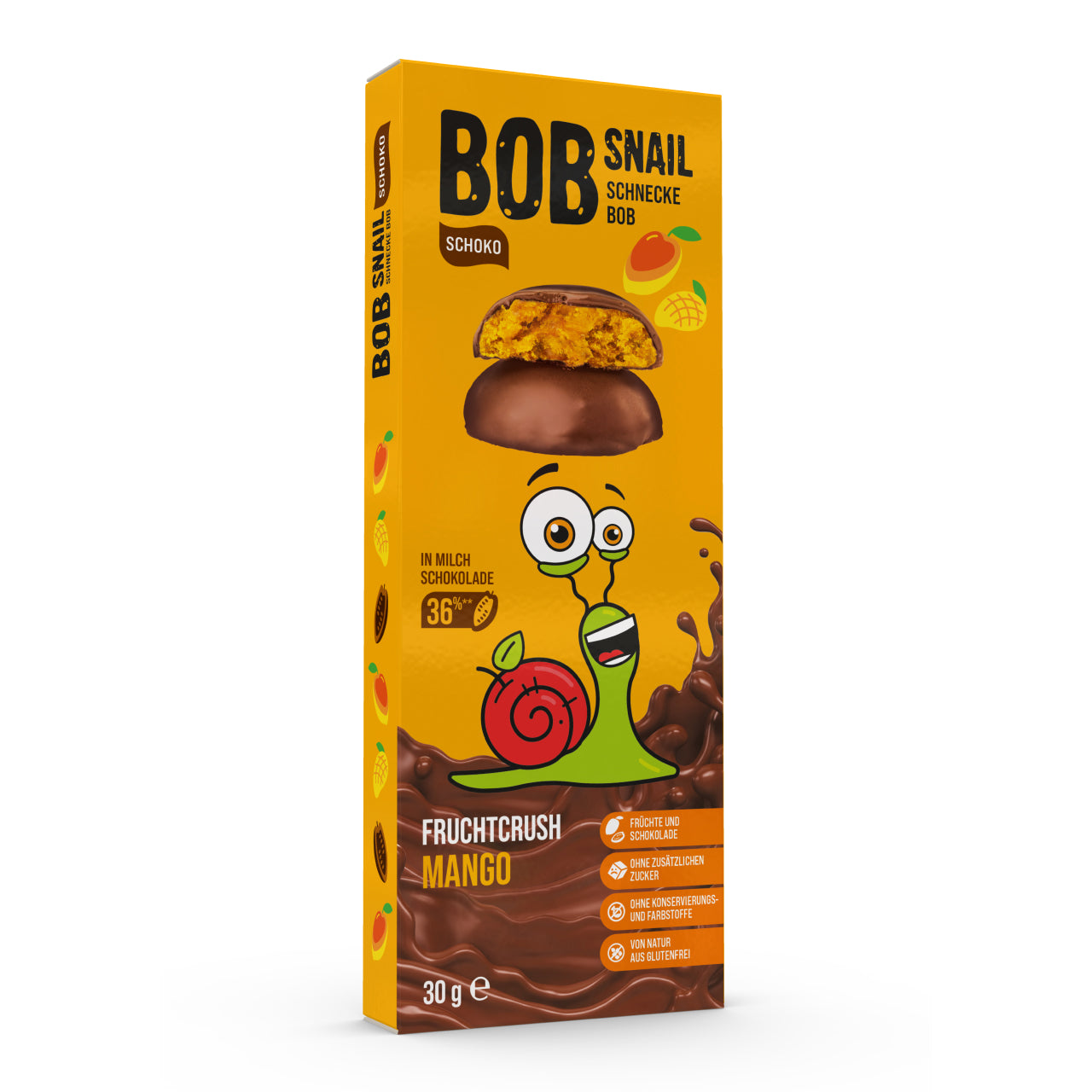 Bob Snail Fruchtcrush Mango in Vollmilchschokolade 24x30g