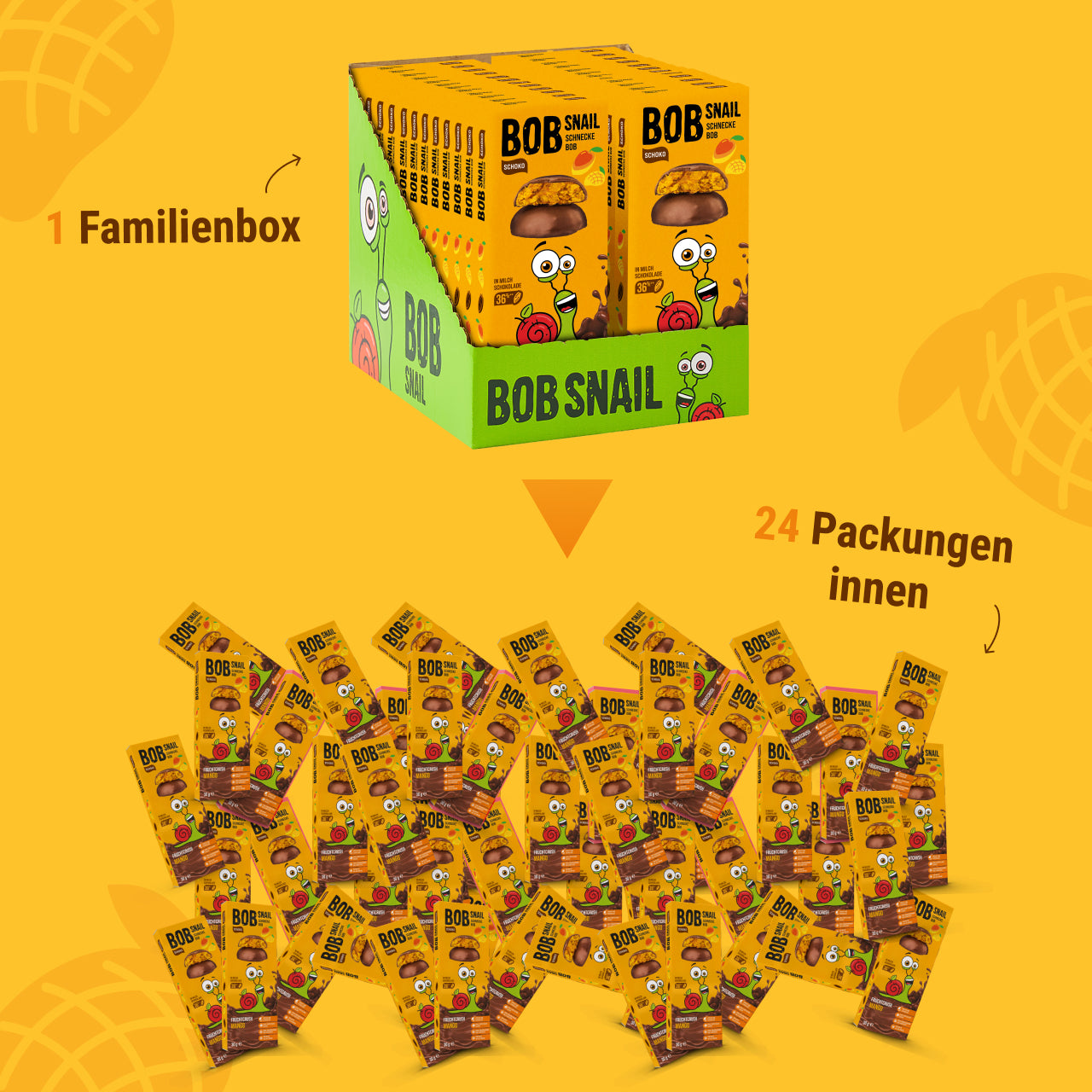 Bob Snail Fruchtcrush Mango in Vollmilchschokolade 24x30g
