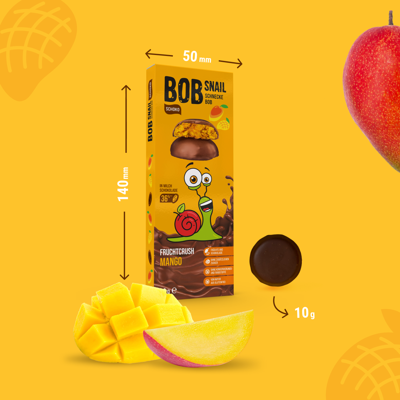 Bob Snail Fruchtcrush Mango in Vollmilchschokolade 24x30g