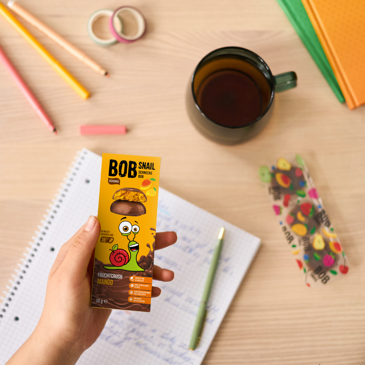 Bob Snail Fruchtcrush Mango in Vollmilchschokolade 24x30g
