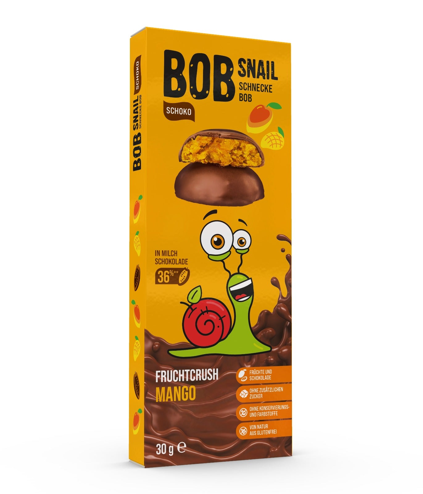 Bob Snail Fruchtcrush Mango in Vollmilchschokolade 24x30g