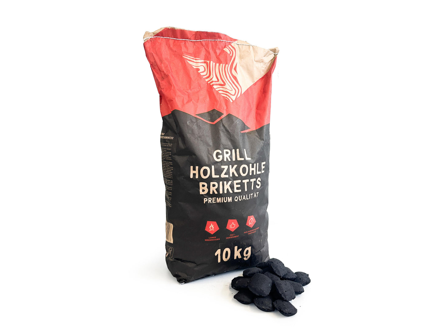 RHINOROCK BBQ Komplett Set Premium – 25 kg (10 kg Grillholzkohlebriketts, 10 kg Grillholzkohle, 5 kg Holzwolle-Anzünder) – Für professionelle Grillergebnisse & langanhaltende Hitze