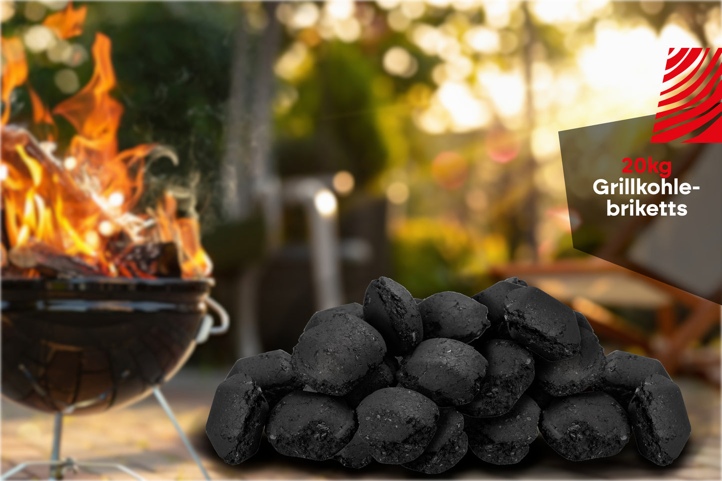RHINOROCK Briketts Power Duo 20 kg – Langanhaltende Glut für intensiven Grillgeschmack und hohe Hitze