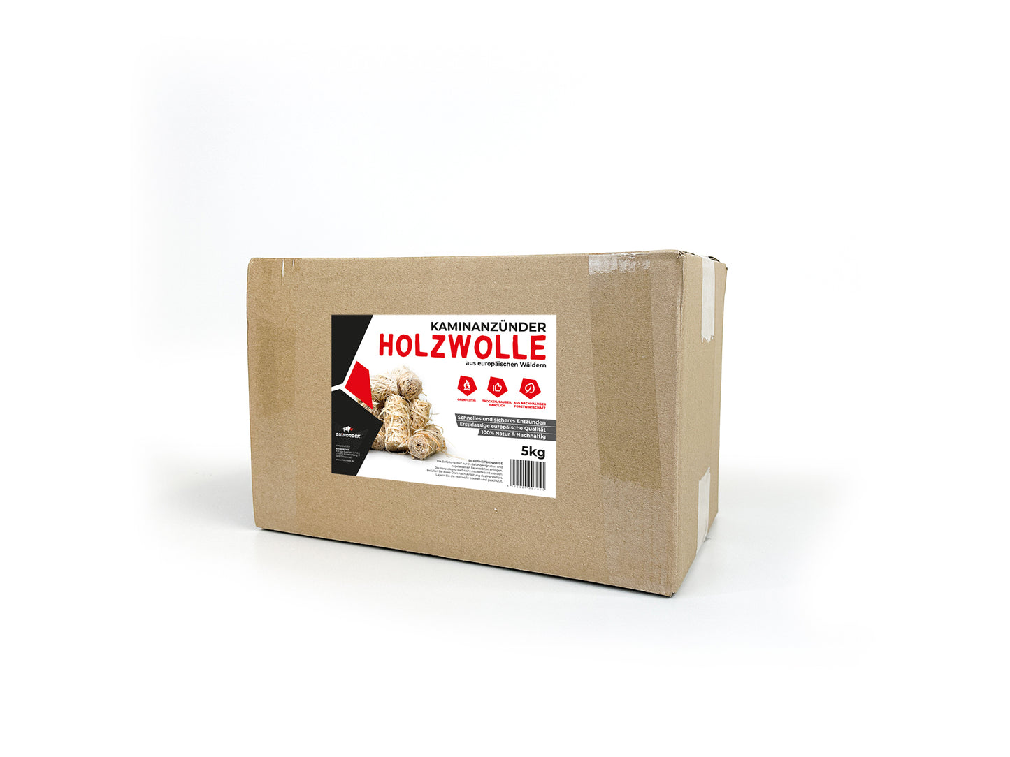 RHINOROCK Premium Holzwolle Anzünder 5 kg – Schnell zündend, umweltfreundlich, ideal für Kamin, Ofen & Grill