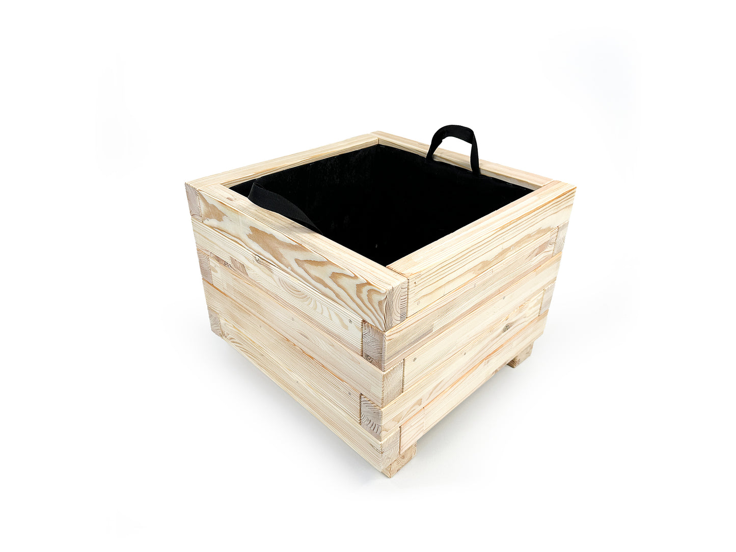 Pflanzenkübel Holz mittel 48x48x36 cm – Kiefer massiv, FSC-zertifiziert, mit Fließ & Griffen – für Garten & Balkon