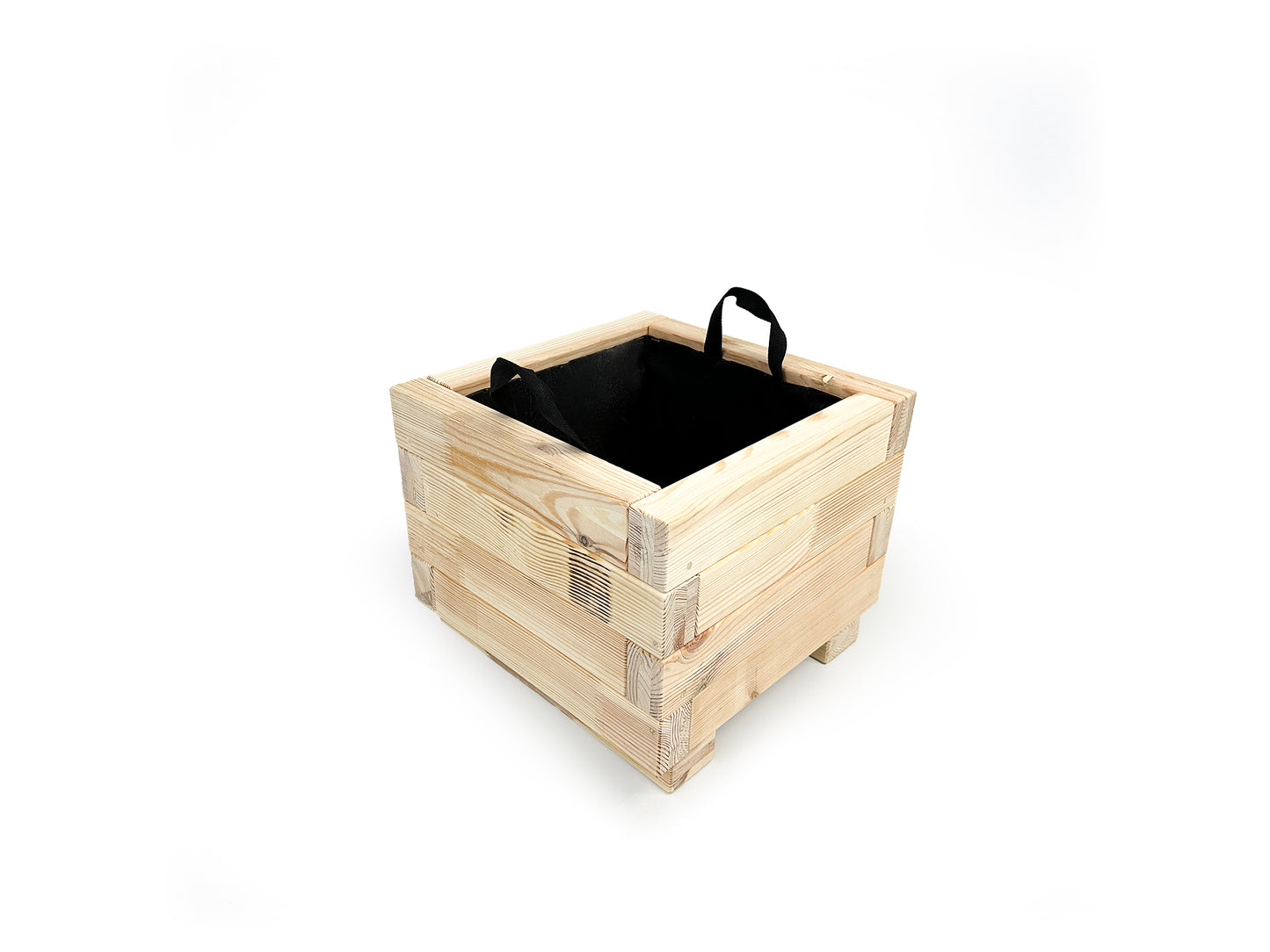 Pflanzenkübel Holz klein 38x38x30 cm – Kiefer massiv, FSC-zertifiziert, mit Fließ und Griffen – für Garten & Balkon