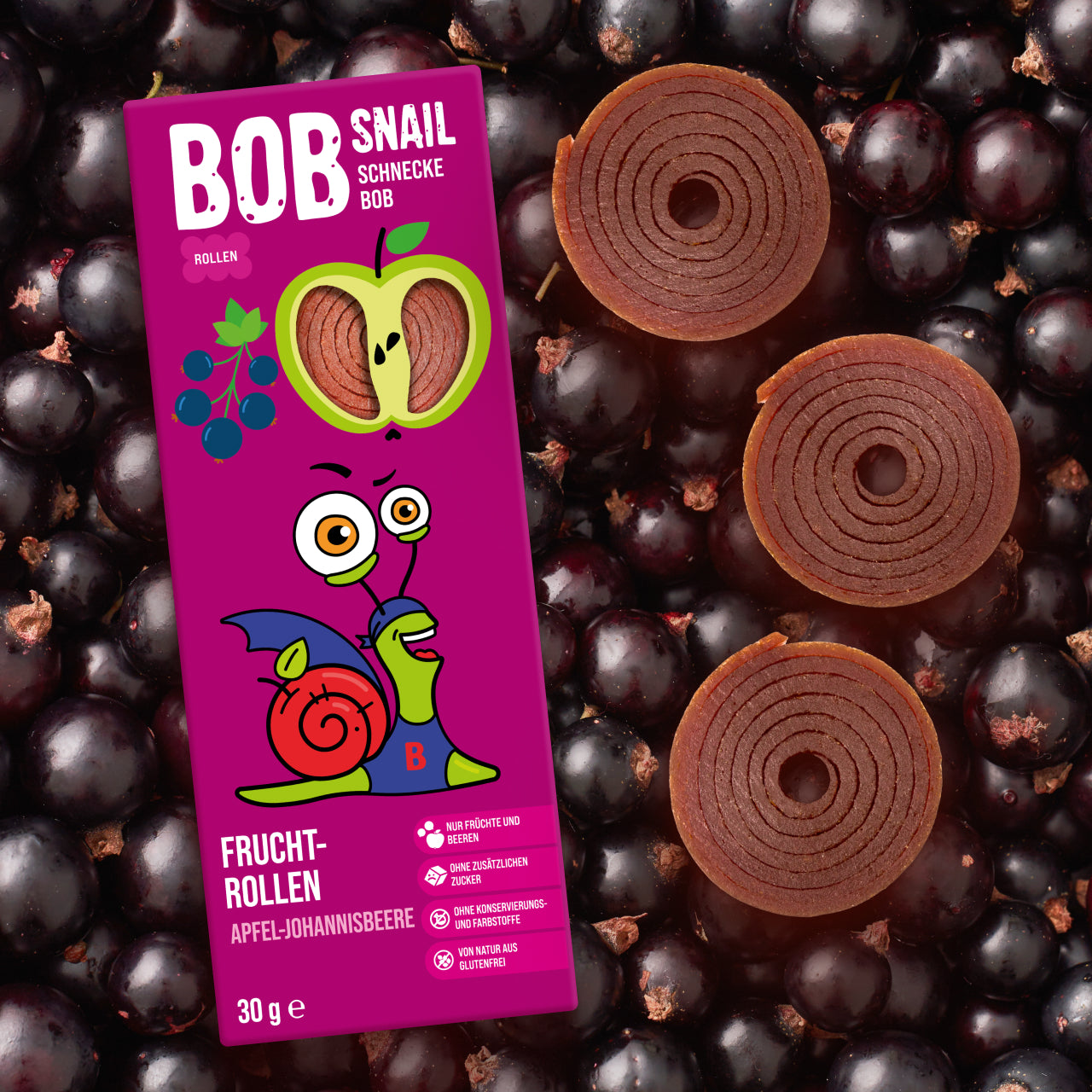 Bob Snail Fruchtrollen Apfel-Johannisbeere 24x30g AKTION