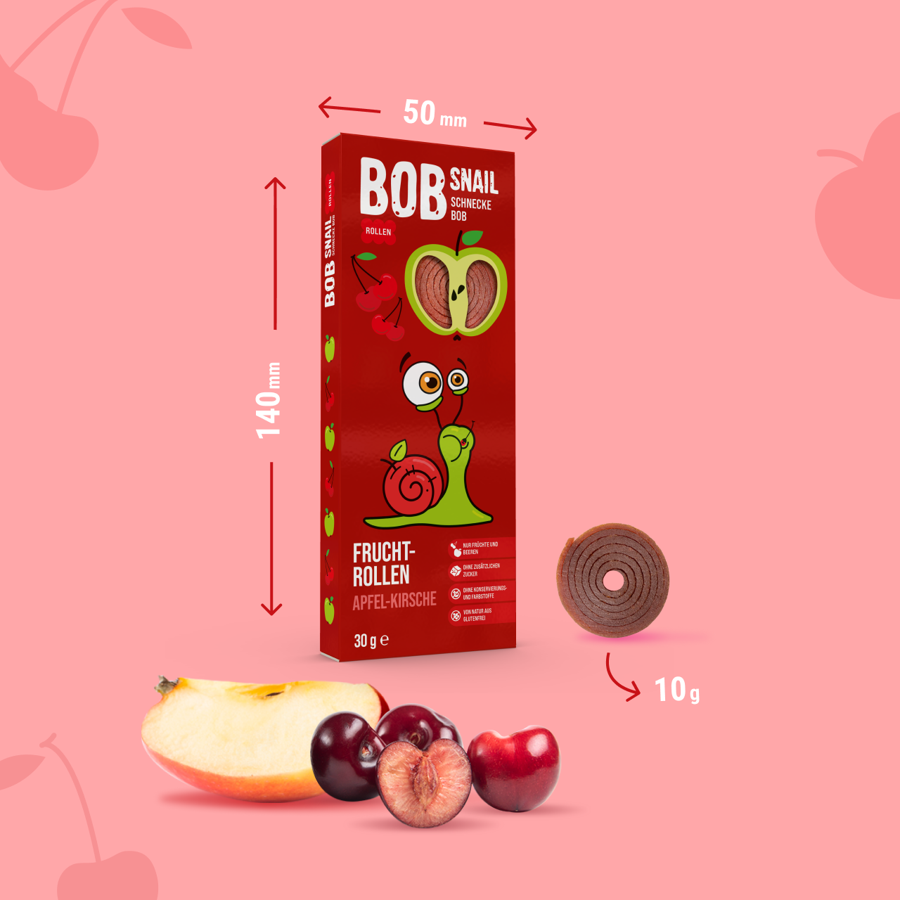 Bob Snail Fruchtrollen Apfel-Kirsche 24x30g AKTION