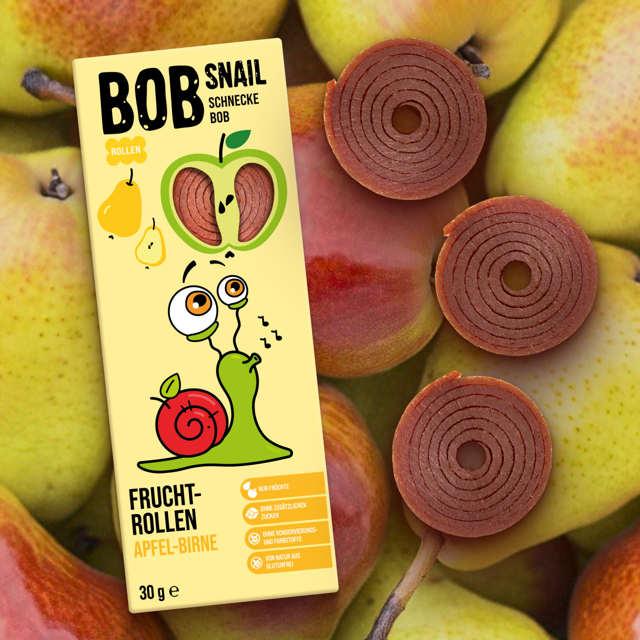 Bob Snail Fruchtrollen Apfel-Birne 24x30g AKTION
