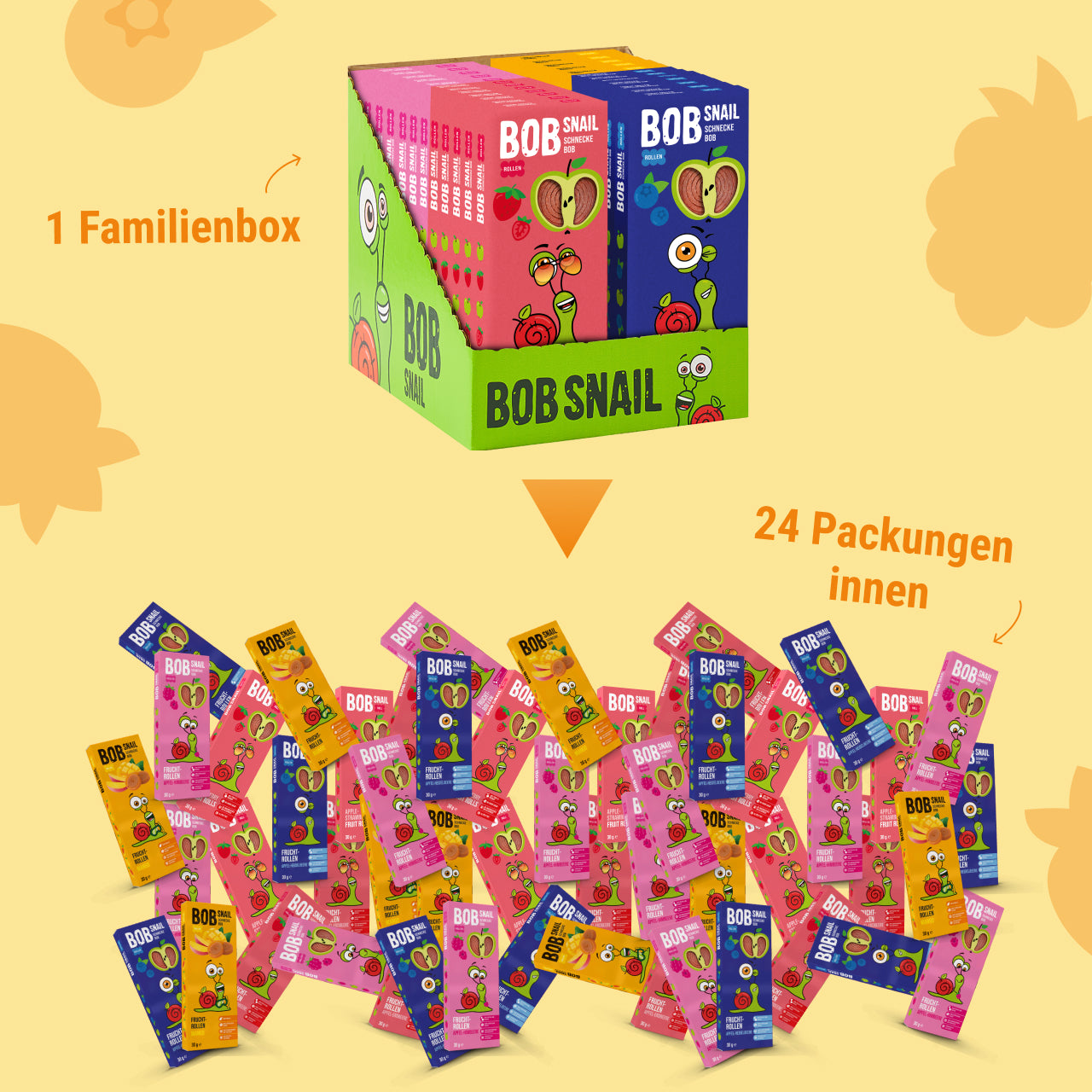 Bob Snail Set 1 – Fruchtrollen je 6 x 30g (Apfel-Heidelbeere, Apfel-Erdbeere, Mango, Apfel-Himbeere)