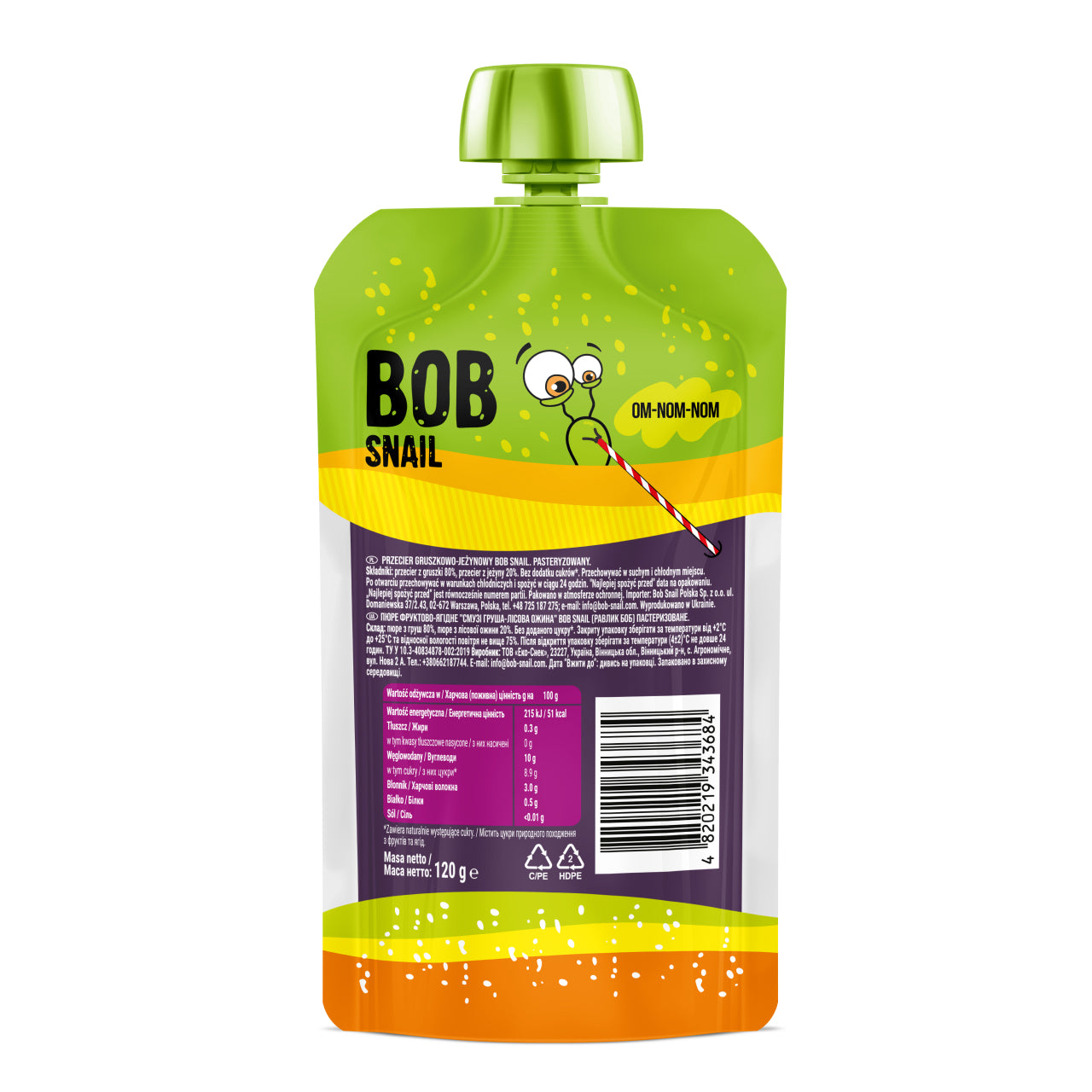 Bob Snail Quetschie Frucht Smoothie Birne Brombeere 10x120g