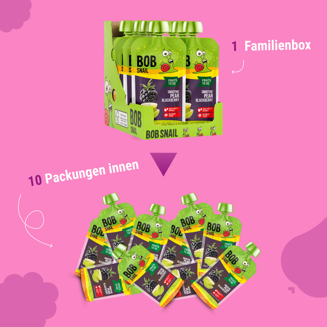 Bob Snail Quetschie Frucht Smoothie Birne Brombeere 10x120g