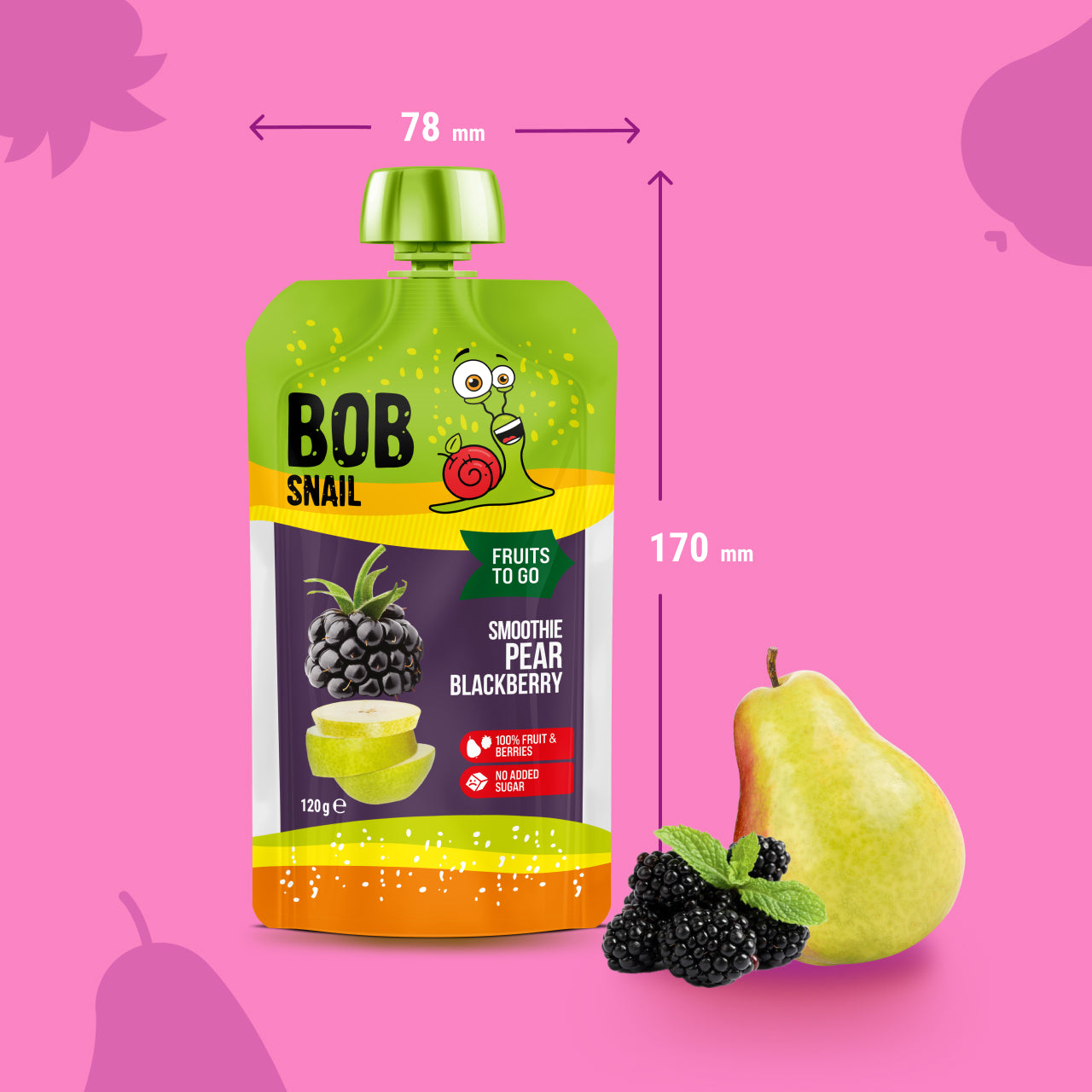 Bob Snail Quetschie Frucht Smoothie Birne Brombeere 10x120g