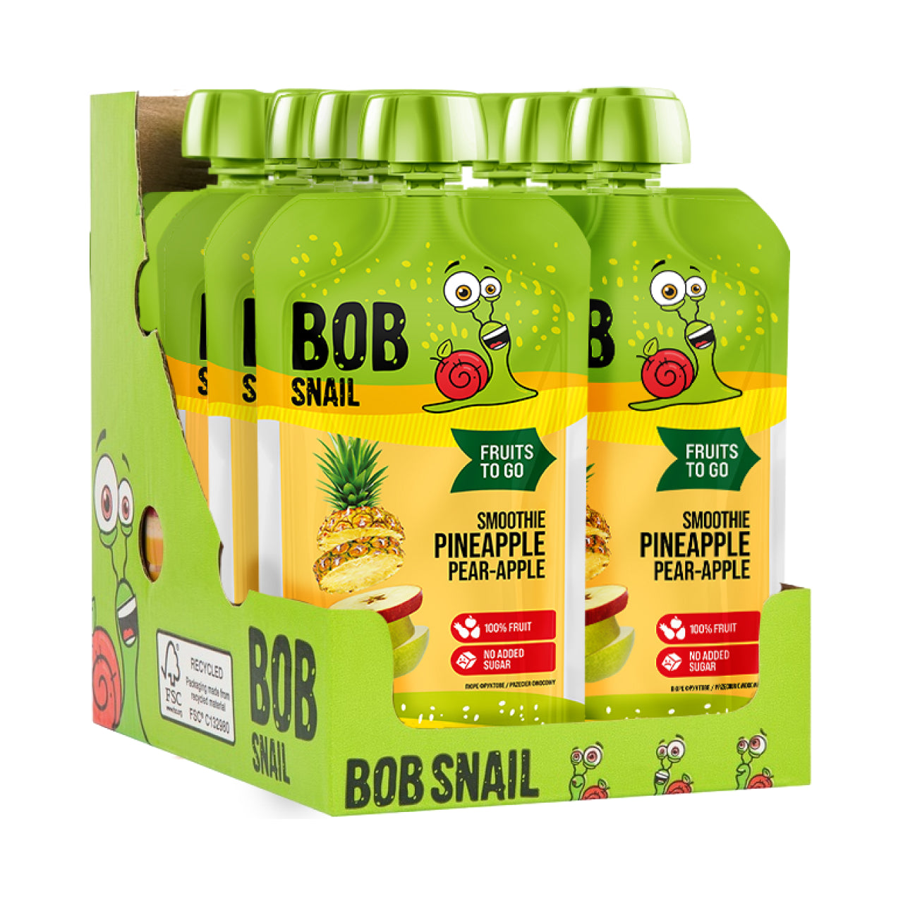 Bob Snail Quetschie Frucht Smoothie Ananas Birne Apfel 10x120g