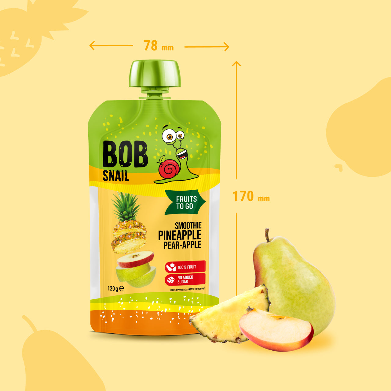 Bob Snail Quetschie Frucht Smoothie Ananas Birne Apfel 10x120g