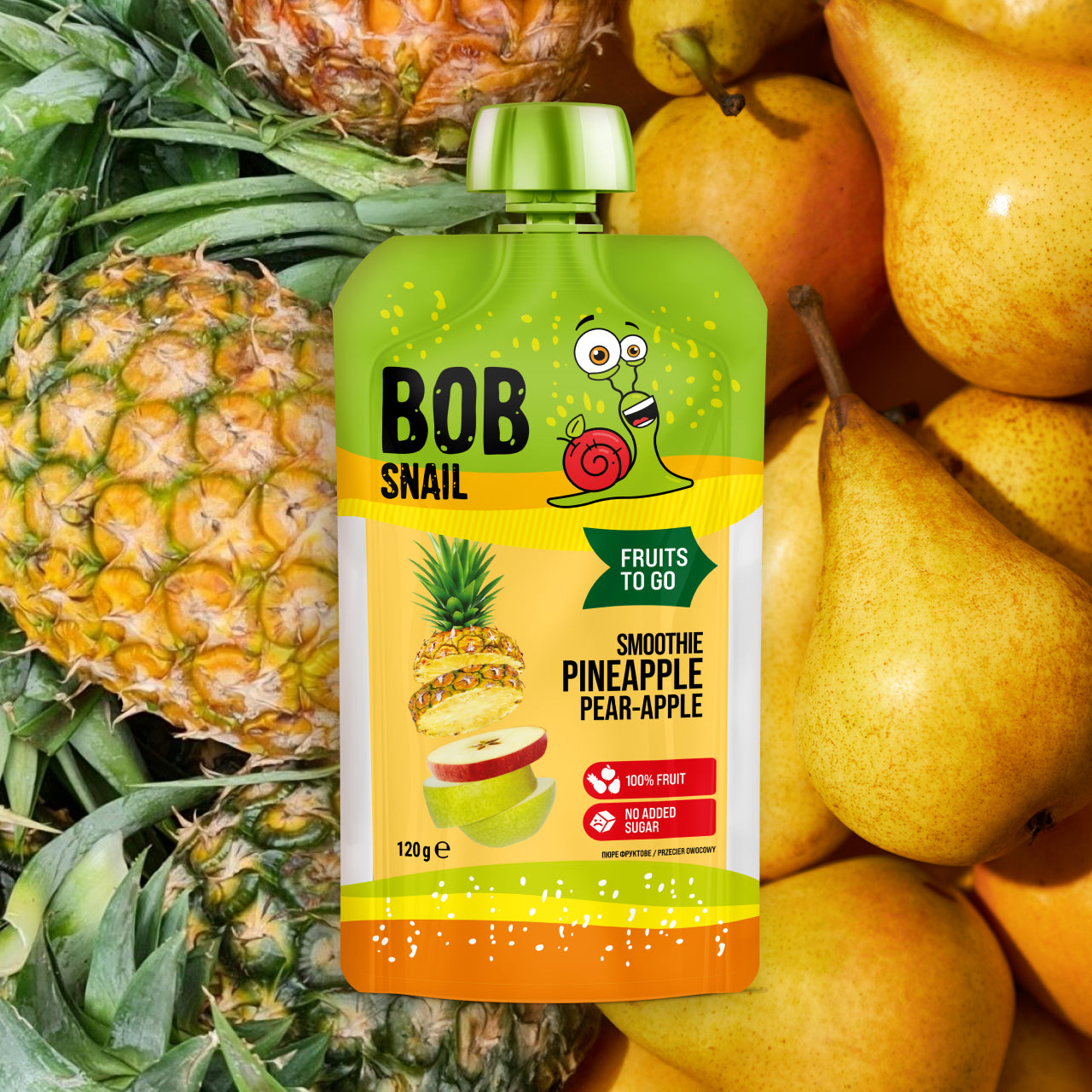 Bob Snail Quetschie Frucht Smoothie Ananas Birne Apfel 10x120g