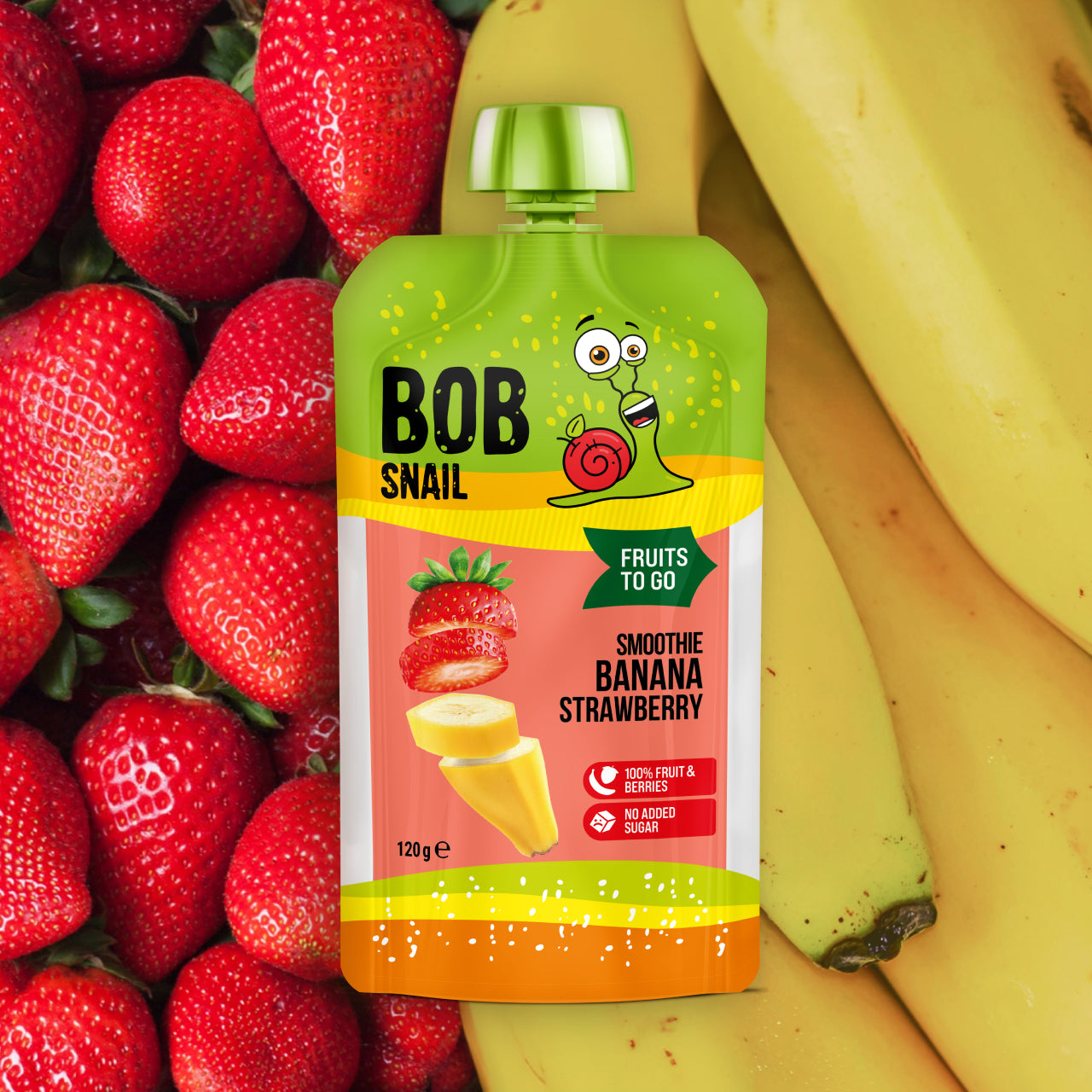 Bob Snail Quetschie Frucht Smoothie Banane Erdbeere 10x120g