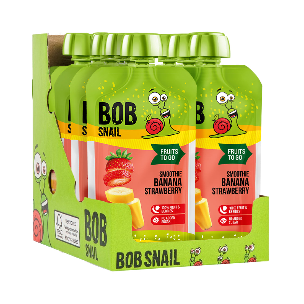 Bob Snail Quetschie Frucht Smoothie Banane Erdbeere 10x120g