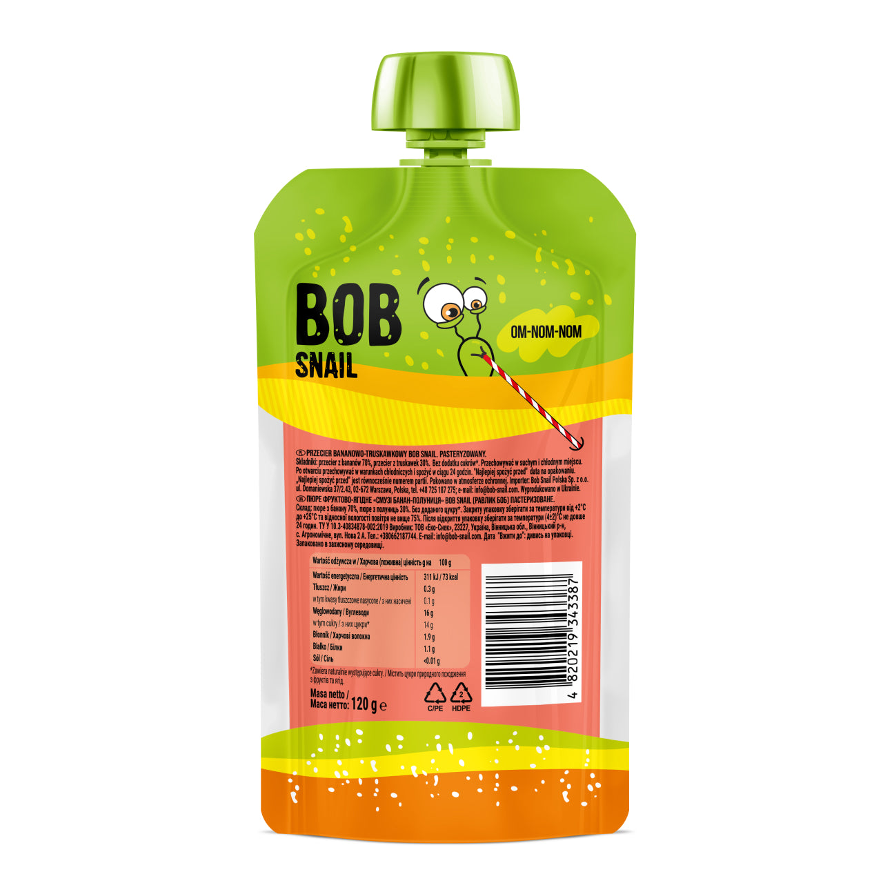 Bob Snail Quetschie Frucht Smoothie Banane Erdbeere 10x120g