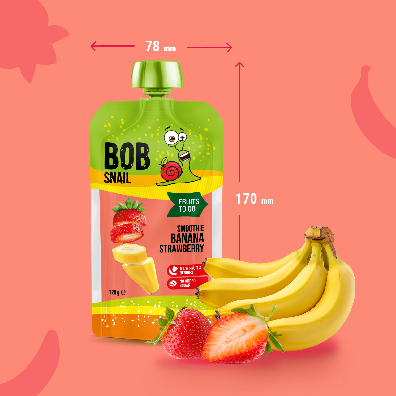 Bob Snail Quetschie Frucht Smoothie Banane Erdbeere 10x120g