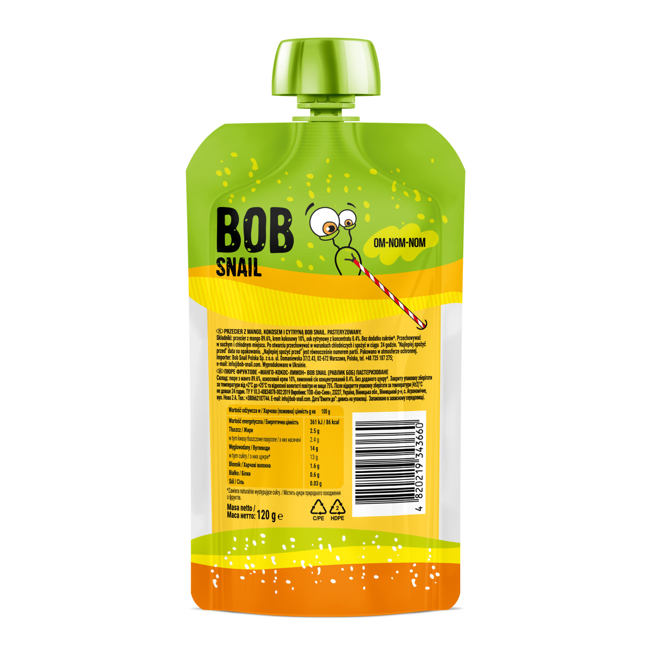 Bob Snail Quetschie Frucht Smoothie Mango Kokos 10x120g