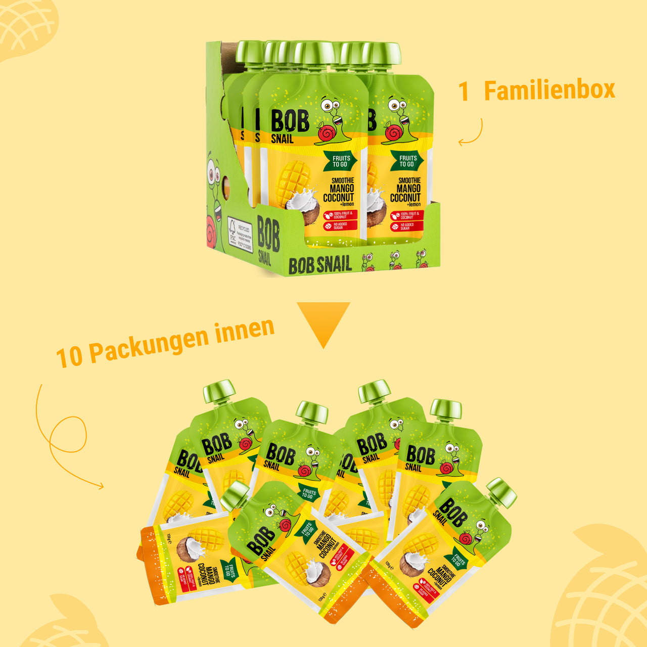 Bob Snail Quetschie Frucht Smoothie Mango Kokos 10x120g