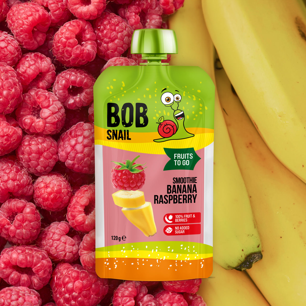 Bob Snail Quetschie Frucht Smoothie Banane Himbeere 10x120g