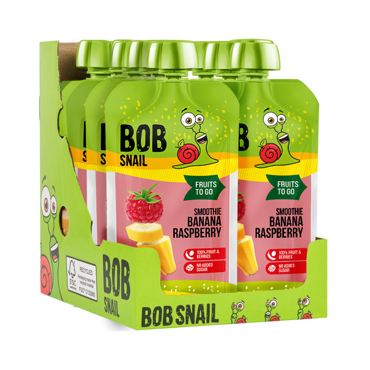 Bob Snail Quetschie Frucht Smoothie Banane Himbeere 10x120g