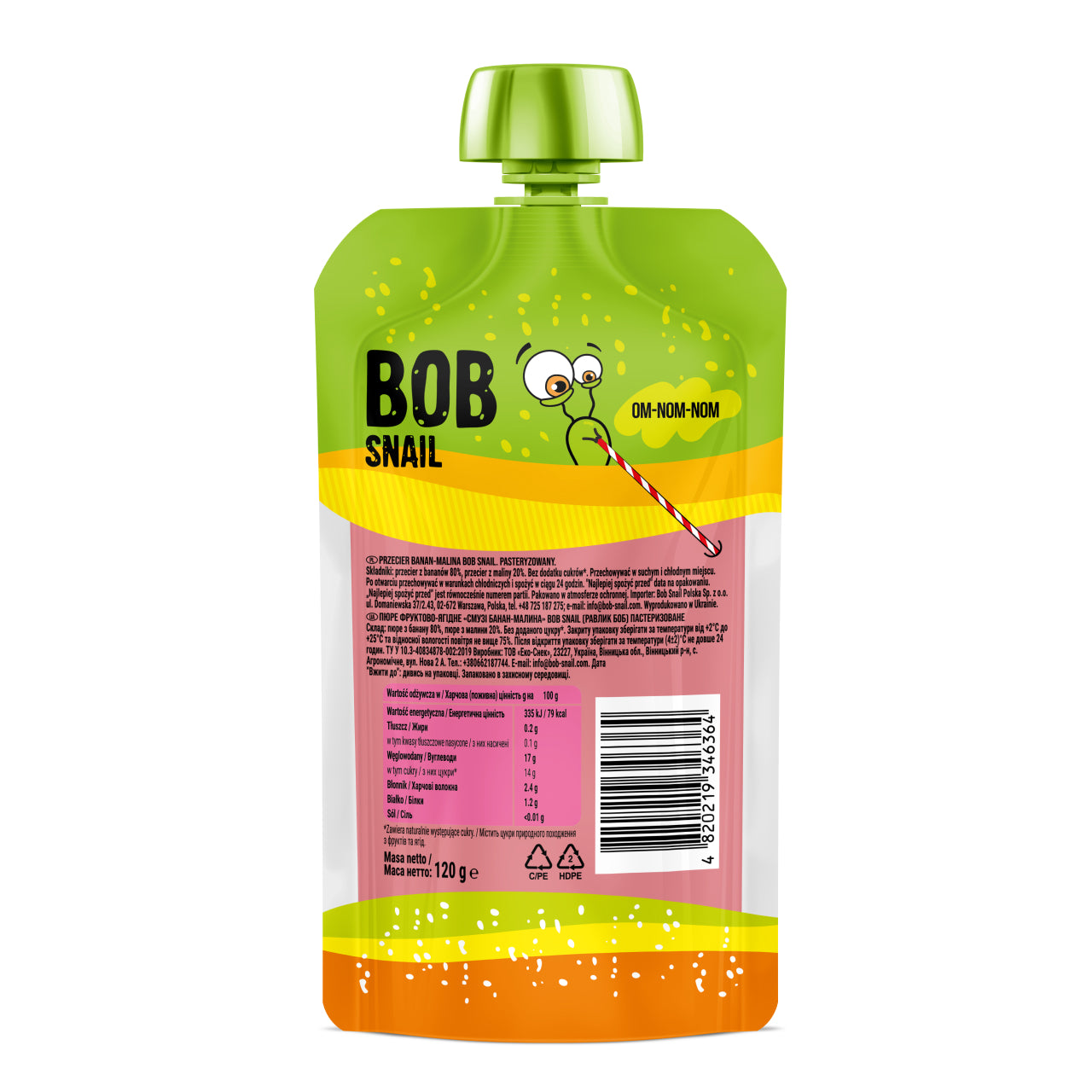 Bob Snail Quetschie Frucht Smoothie Banane Himbeere 10x120g