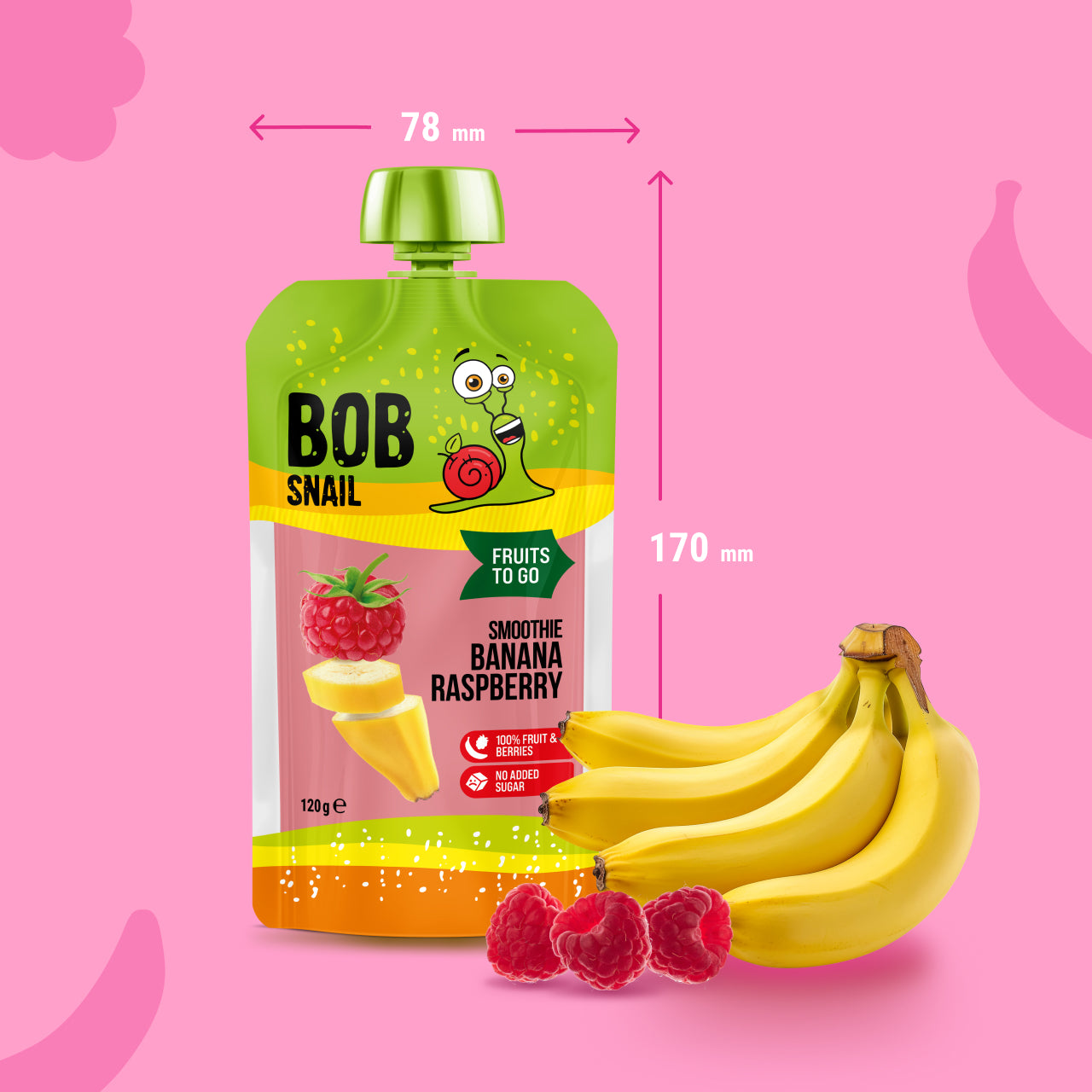 Bob Snail Quetschie Frucht Smoothie Banane Himbeere 10x120g