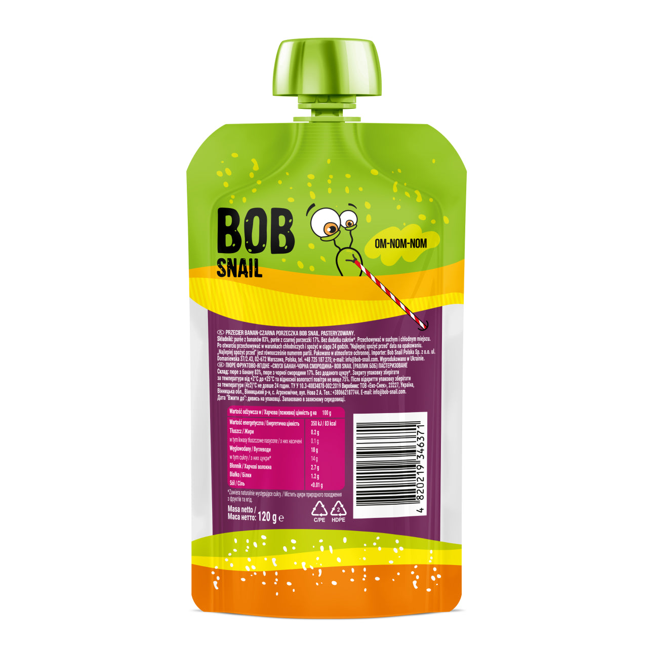 Bob Snail Quetschie Frucht Smoothie Banane Johannisbeere 10x120g