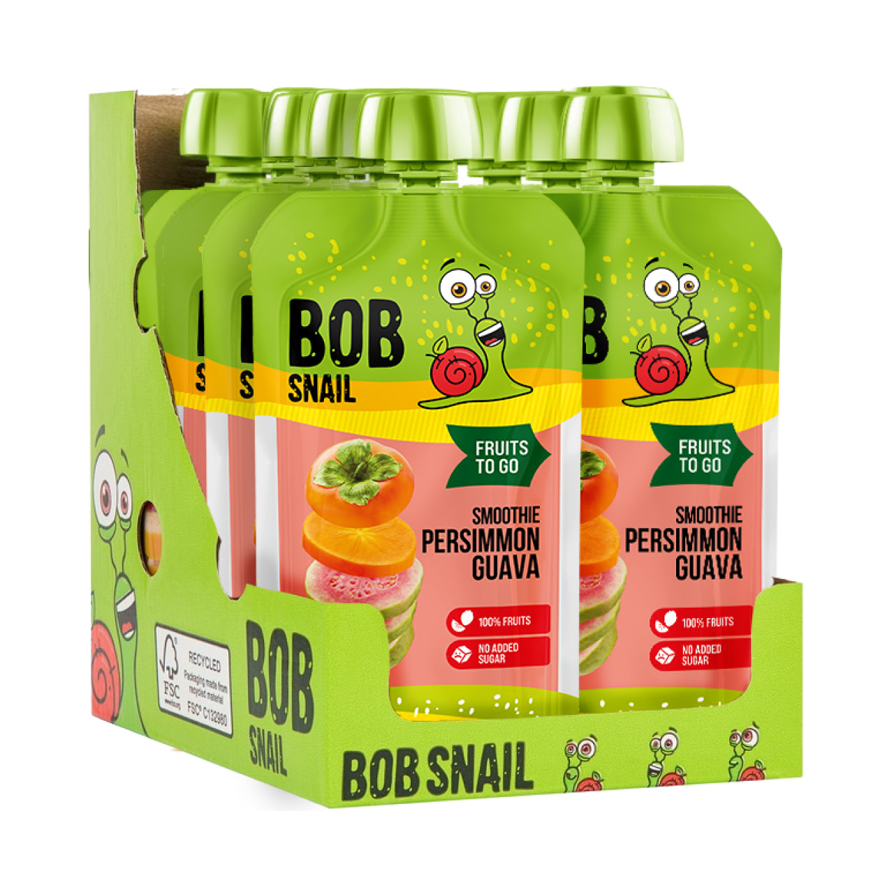 Bob Snail Quetschie Frucht Smoothie Kaki Guave 10x120g