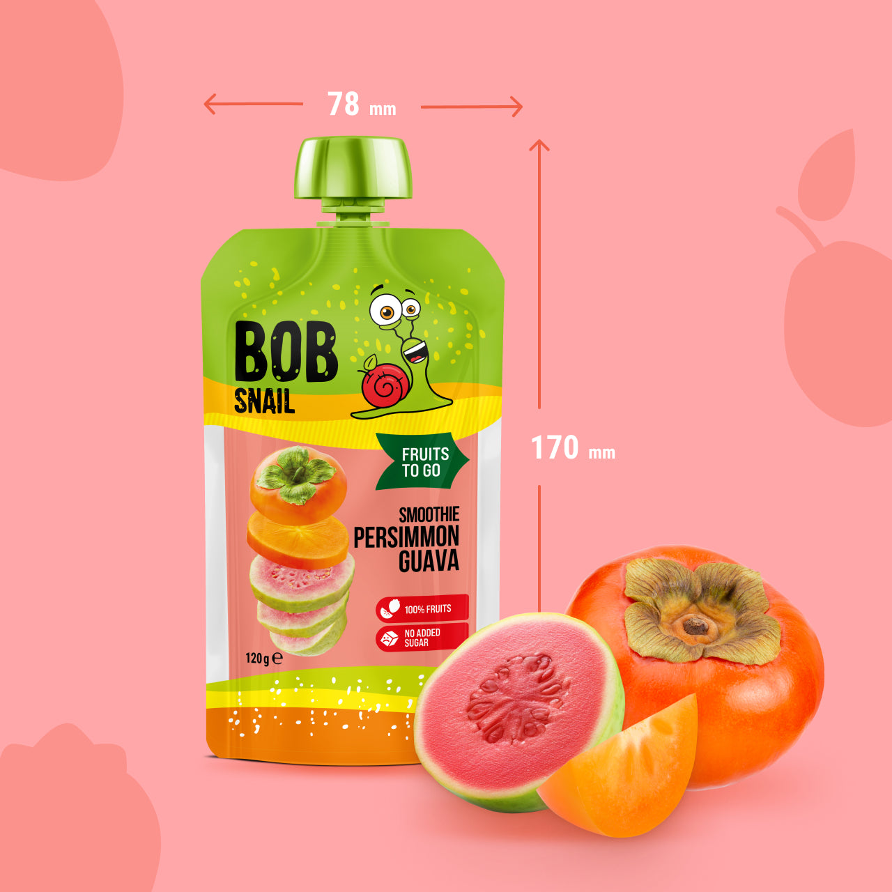 Bob Snail Quetschie Frucht Smoothie Kaki Guave 10x120g