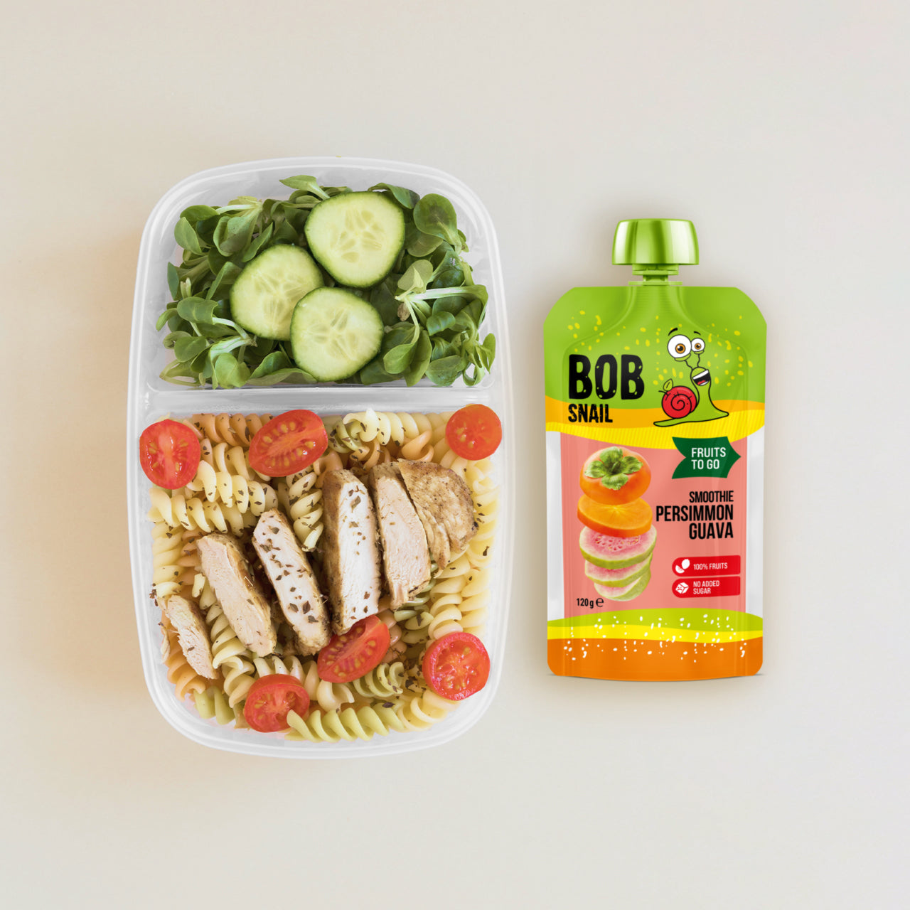 Bob Snail Quetschie Frucht Smoothie Kaki Guave 10x120g