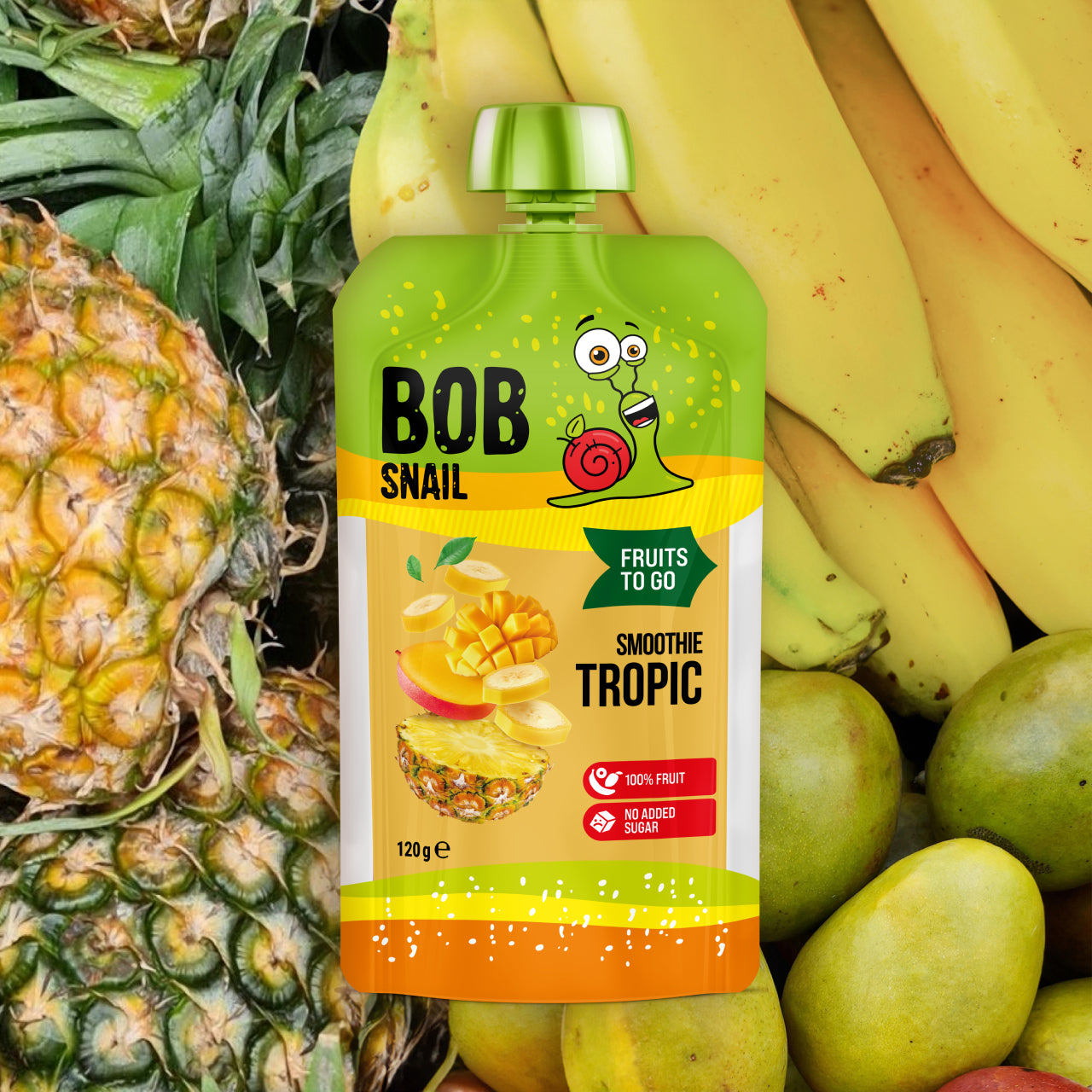 Bob Snail Quetschie Frucht Smoothie Banane Ananas Mango 10x120g
