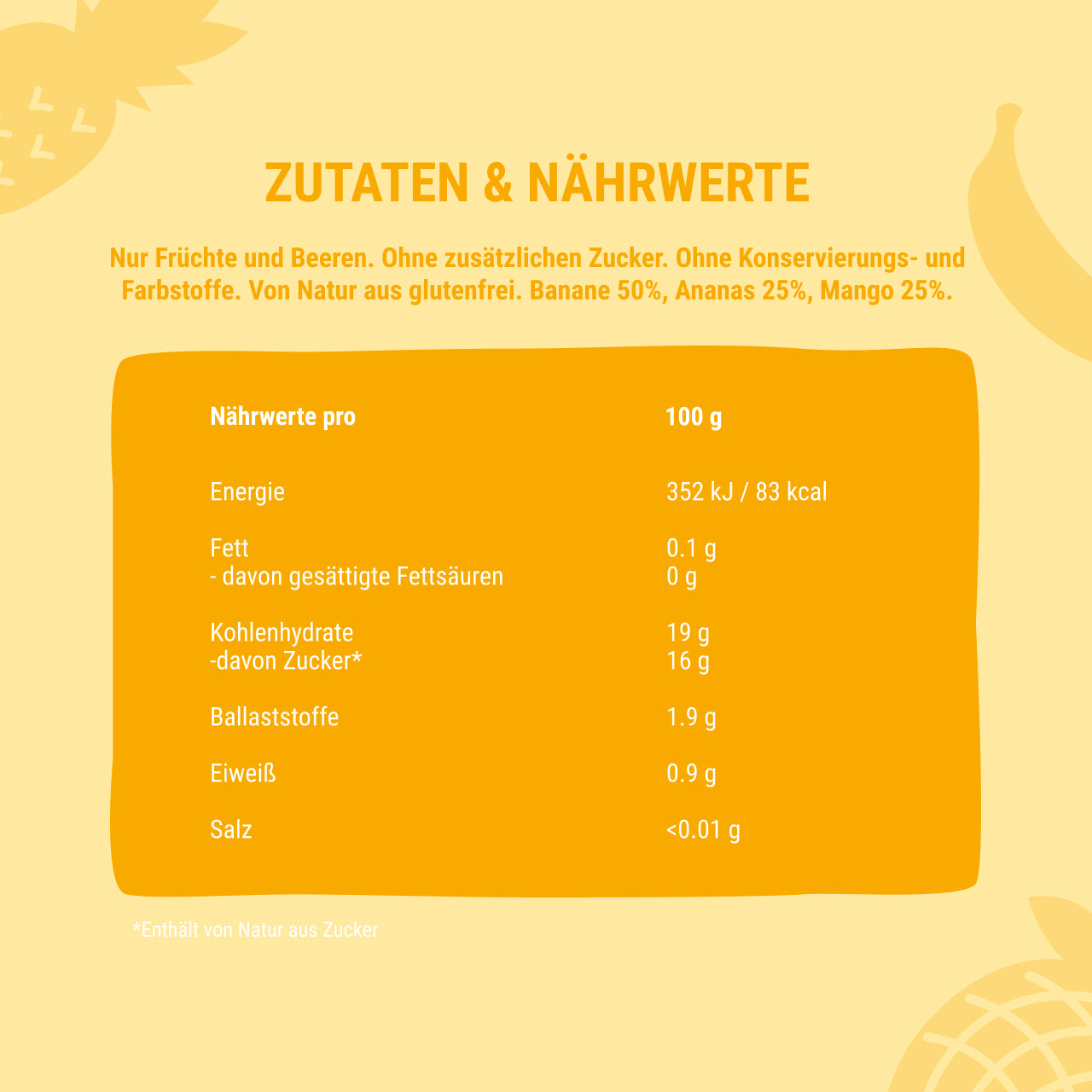 Bob Snail Quetschie Frucht Smoothie Banane Ananas Mango 10x120g
