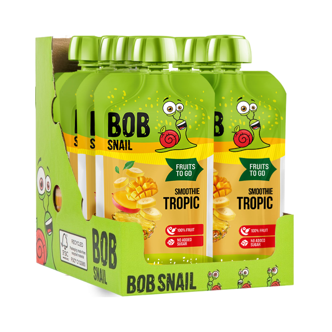 Bob Snail Quetschie Frucht Smoothie Banane Ananas Mango 10x120g