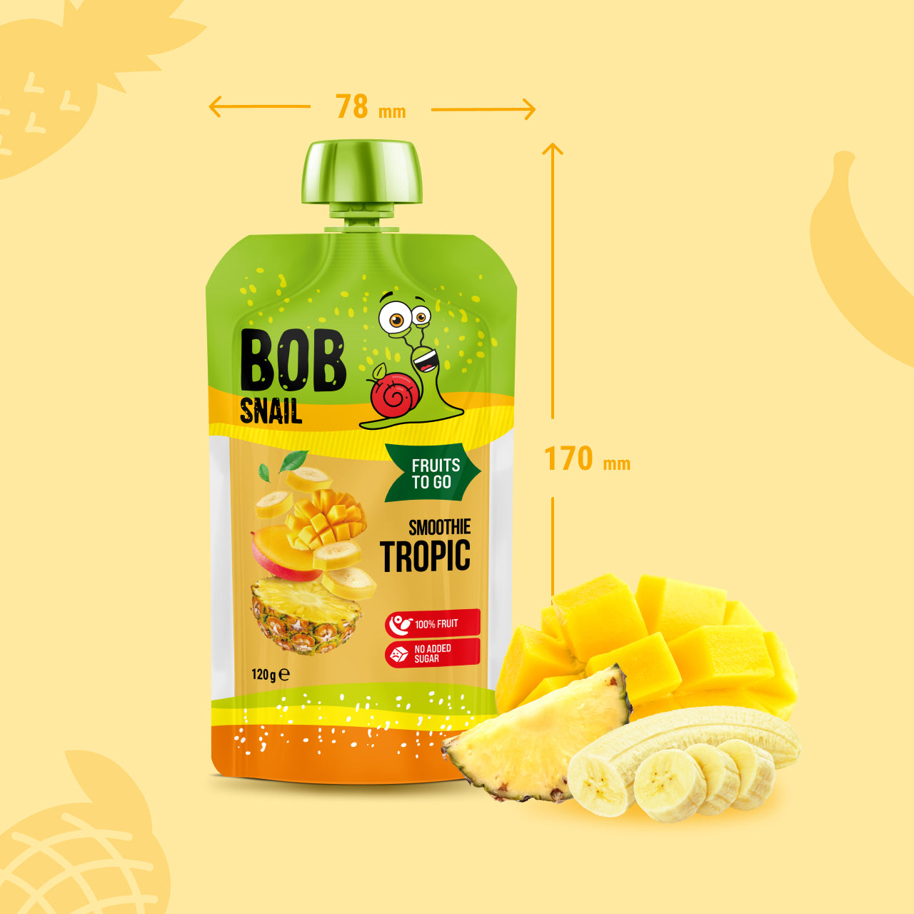 Bob Snail Quetschie Frucht Smoothie Banane Ananas Mango 10x120g