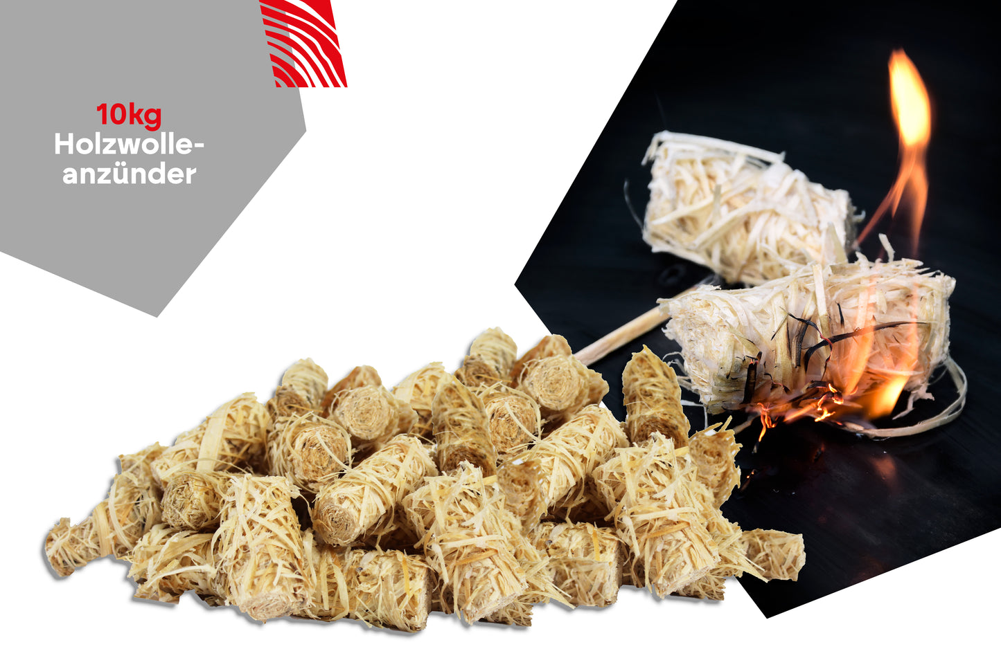 RHINOROCK Premium Holzwolle Anzünder 10 kg – Schnell zündend, umweltfreundlich, perfekt für Kamin, Ofen & Grill