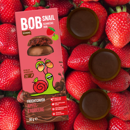 Bob Snail Fruchtcrush Apfel-Erdbeere in Vollmilchschokolade 24x30g