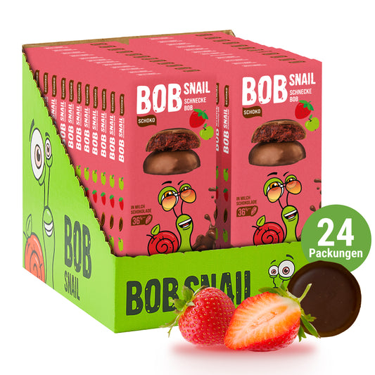 Bob Snail Fruchtcrush Apfel-Erdbeere in Vollmilchschokolade 24x30g