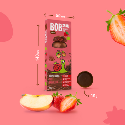 Bob Snail Fruchtcrush Apfel-Erdbeere in Vollmilchschokolade 24x30g